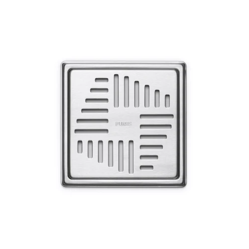 Ruszt ART DECO 200x200mm - stal szczotkowana do wpustów ⌀150 