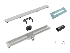 Odpływ Liniowy ORDOS 900mm 2w1 - do wypełnienia płytką + panel STAL szczotkowana