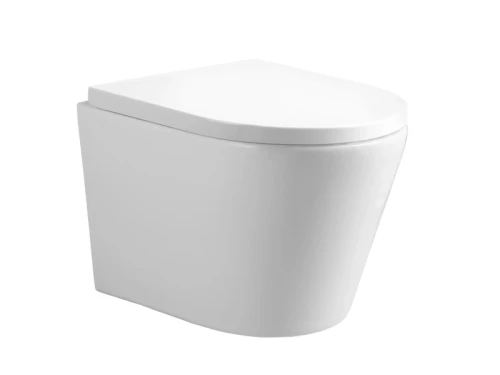 Miska WC BODEN II Biała - bezkołnierzowa, odpływ 10cm, rozstaw otworów 18cm + deska SLIM