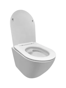 Miska WC BERG Biała - bezkołnierzowa, odpływ 10cm, rozstaw otworów 18cm + deska SLIM